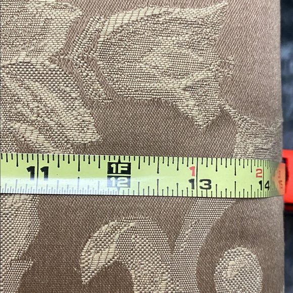 Upholstered Floral Accent foot stool in Tan with Gold/Copper colored Legs - Picture 16 of 16